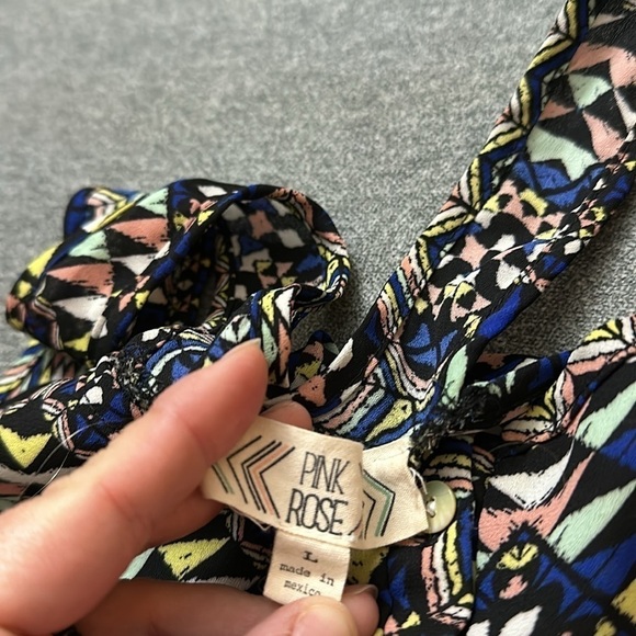 Pink Rose Geometric Design Dress Tank Size L - Picture 5 of 5